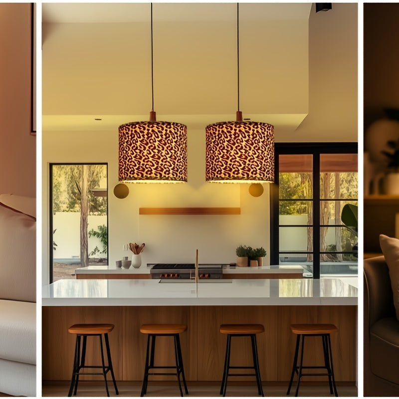 Large Lampshade Set Of 2 Drum Lampshades 15 "top X 15" Bottom X 12 "high, Large Lampshade Spider Pincer Lampshades With 10" Height Easy To Assemble Delicate Leopard Print Appearance Modern And Traditional Style Table Lamps, F - Adrianas Specialty Lamp Shades