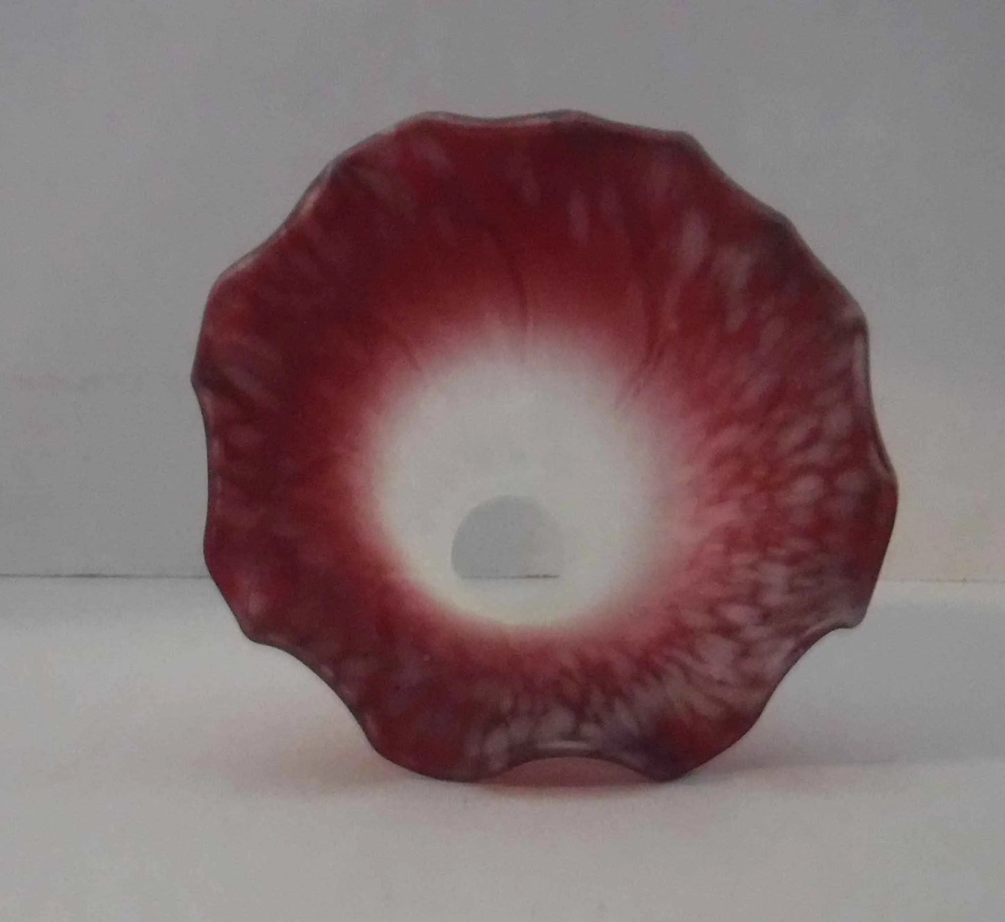 13455 Burgundy and White Frit Lilly shades - Adrianas Specialty Lamp Shades