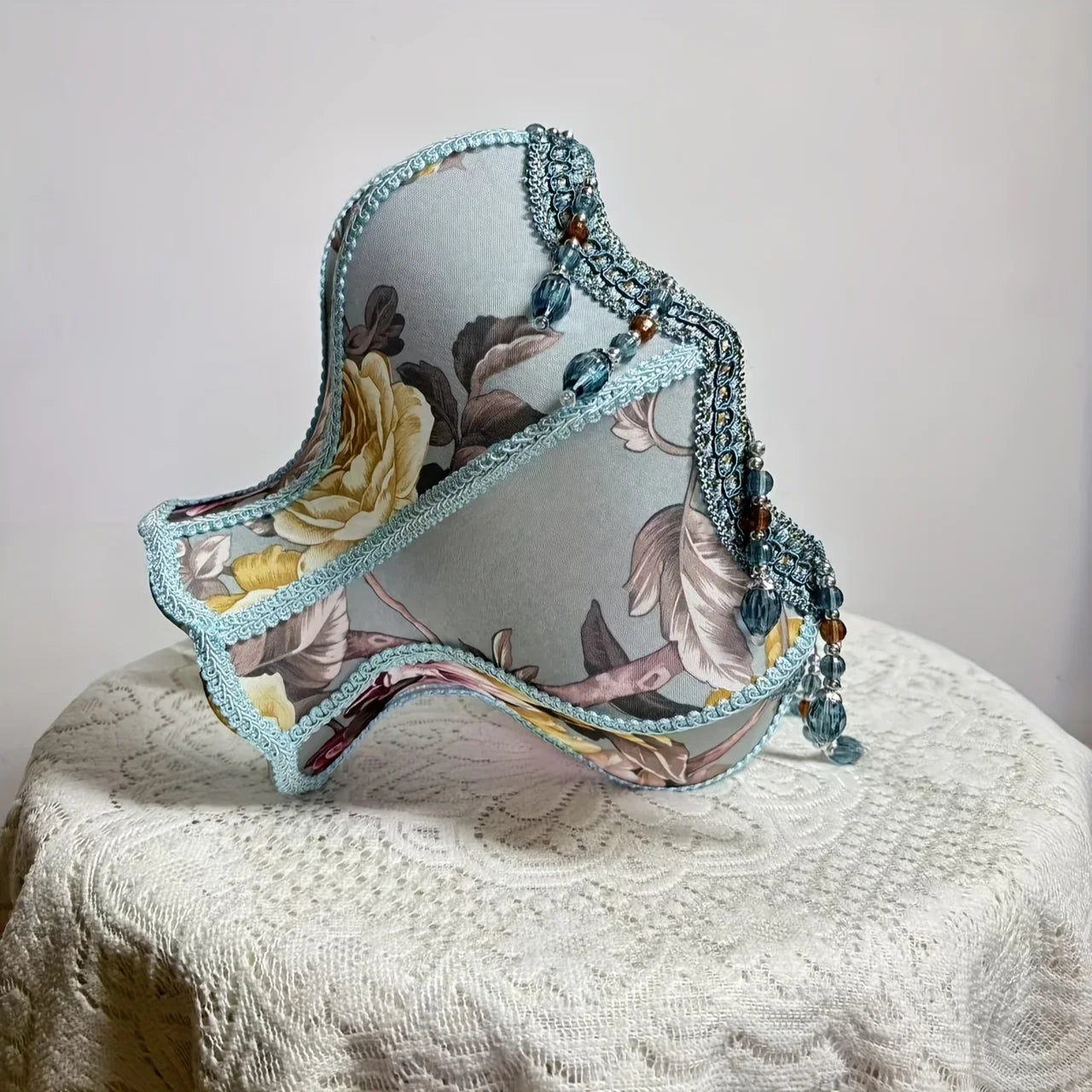 Retro Style Fabric Lampshade with Floral Pattern