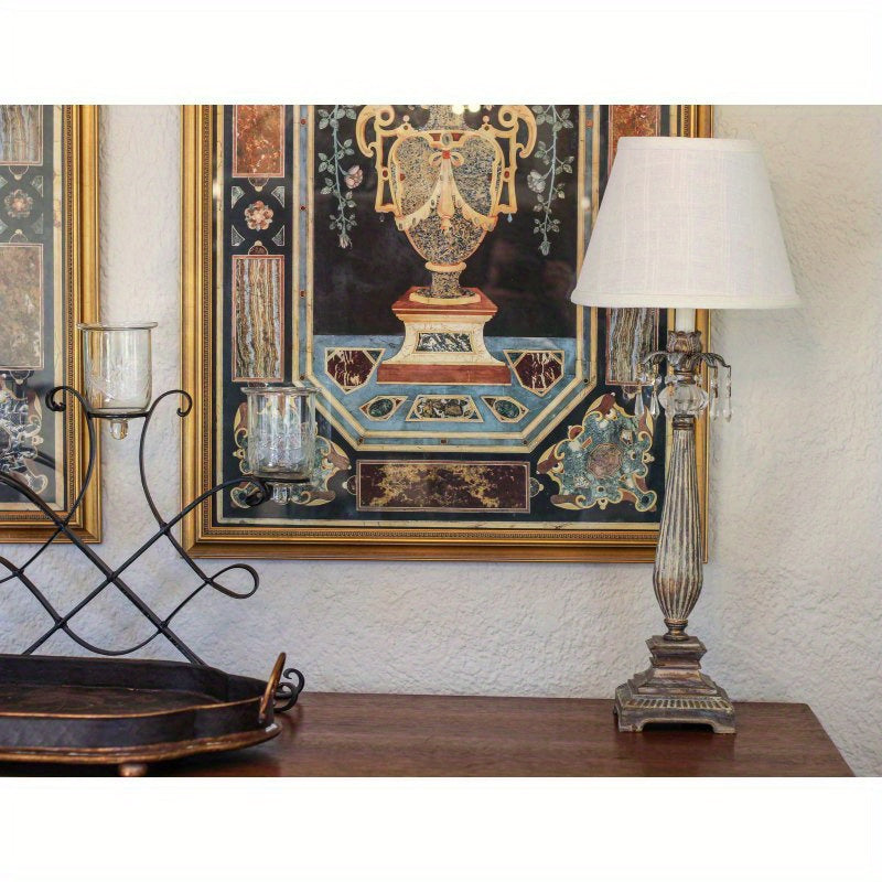 Hardback shade (with bulb holder), white fabric shade for table lamp, natural linen - Adrianas Specialty Lamp Shades