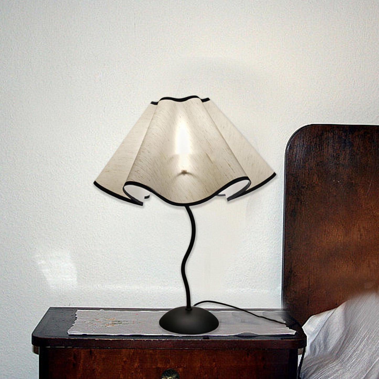 Petal Table Lamp Shade, Decorative Linen Bedside Light Cover, Portable Modern Home Decor for Dorm and Cafe, 14.96inch - Adrianas Specialty Lamp Shades