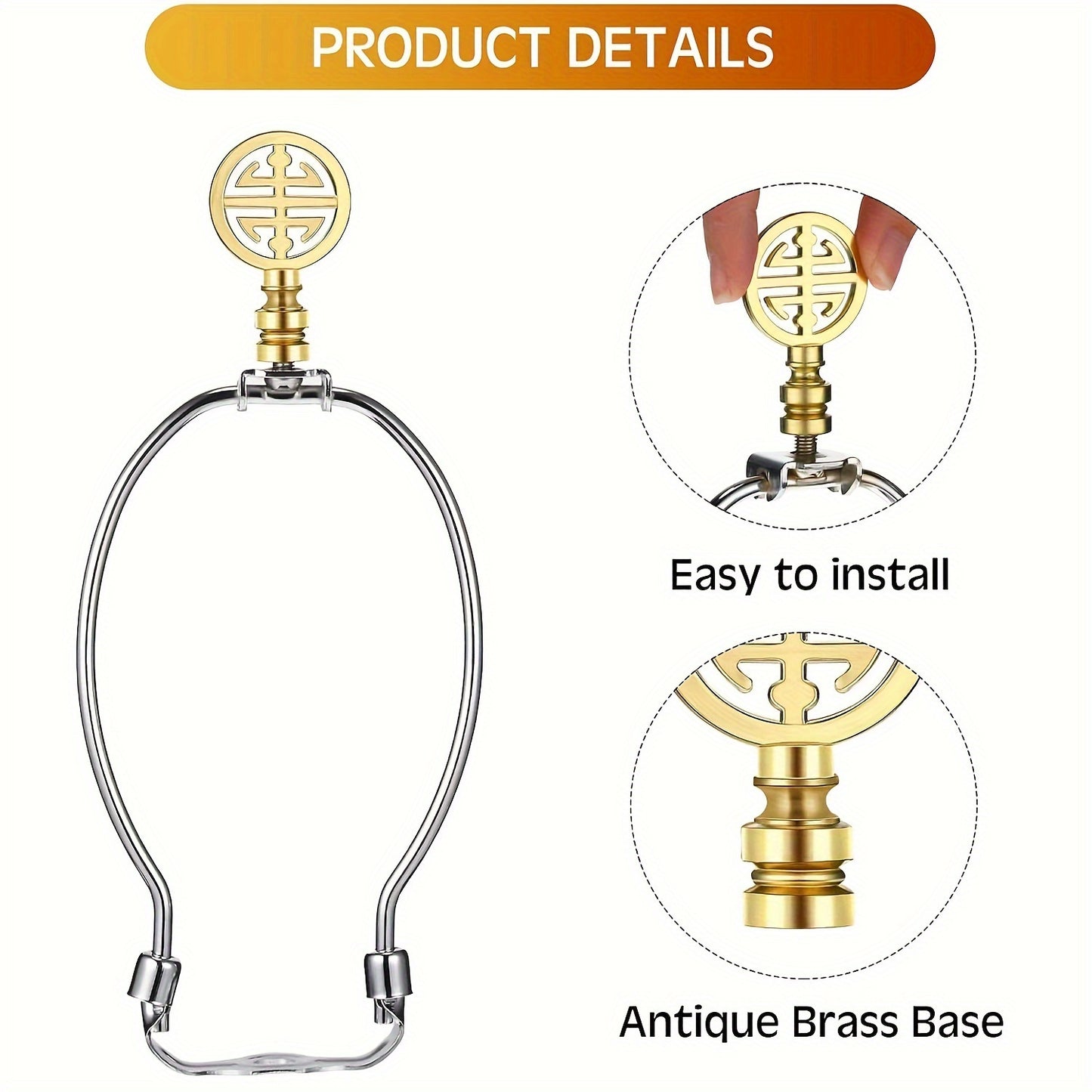 Set of 2 Polished Metal Lamp Finials - Adrianas Specialty Lamp Shades