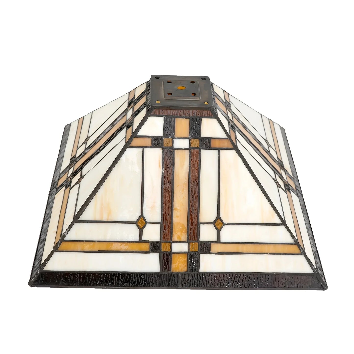 20-Inch Wide Retro Square Stained Glass Lampshade