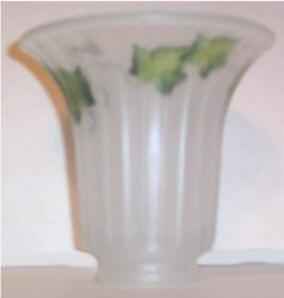 61986 Fluted Frosted Hand Painted With Ivy Shade - Adrianas Specialty Lamp Shades