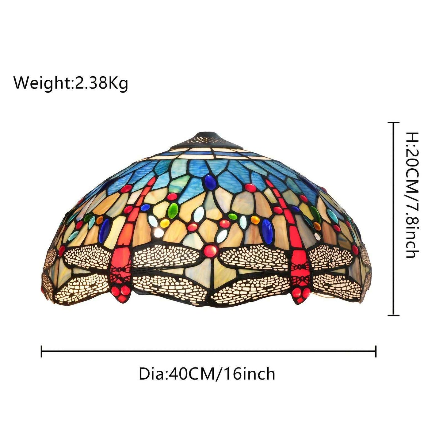 16" Tiffany-Style Stained Glass Lamp Shade