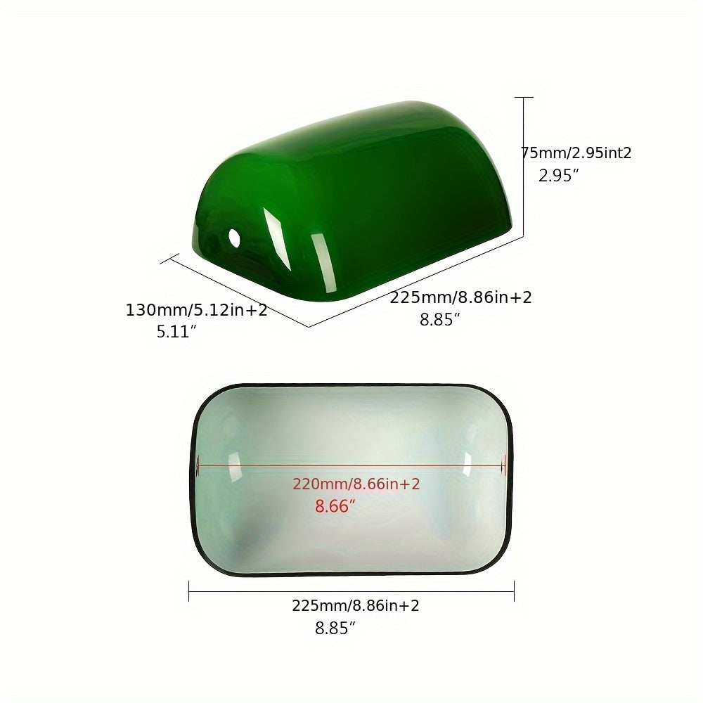 Lamp Shades for Table Lamps, Banker Glass Lamp Shade Replacement, Desk Lamp Green Glass Cover ("8.85 IN " L "5.11 IN" W "2.95 IN" H) - Adrianas Specialty Lamp Shades