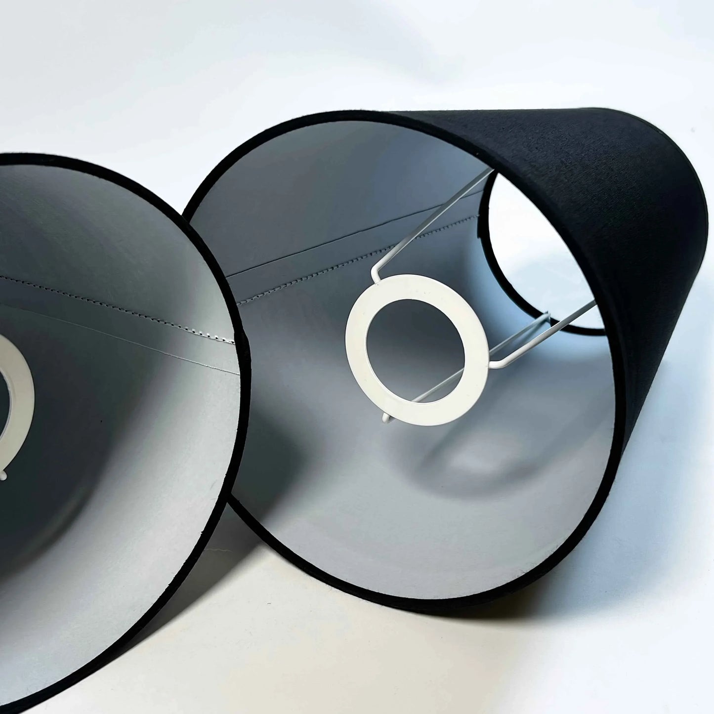 2pcs Black Modern Cylindrical Fabric Lampshades - Large Tapered Drum Shades for E27, Fits Table Lamps, Lamps & Ceiling Fixtures, Soft Glow Diffuser for Home, Office, Bedroom (Compatible with Standard), Ceiling Lamp Shade, Lam