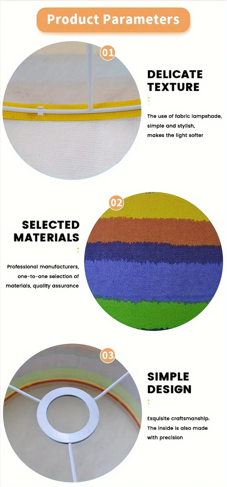 Vibrant Rainbow Print Linen Fabric Lampshade