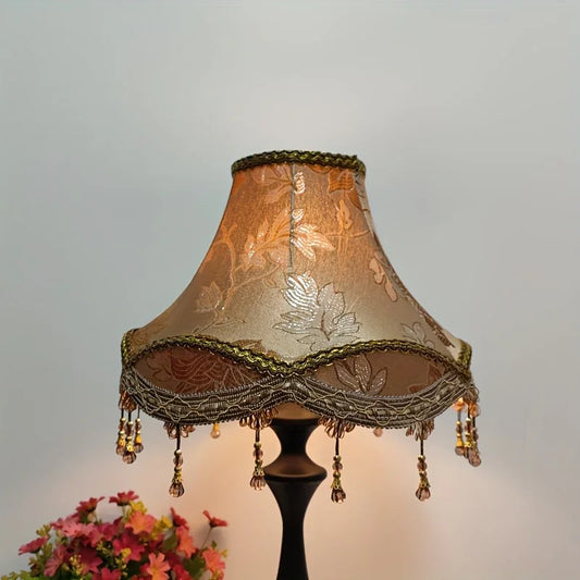 1 Modern Fabric Floral Pattern Lampshade with Beaded Tassel