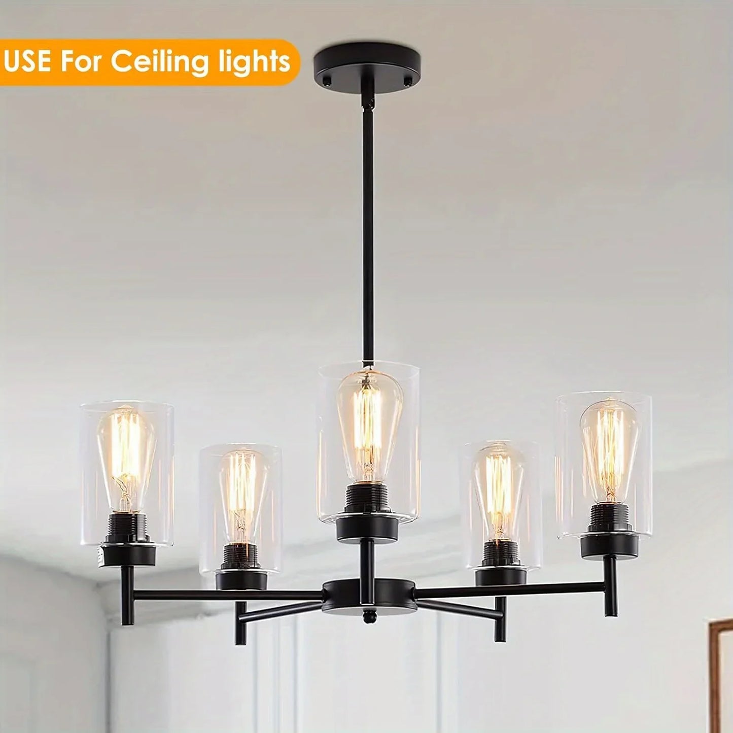 6-Pack Modern Polished Finish Glass Cylinder Lampshades