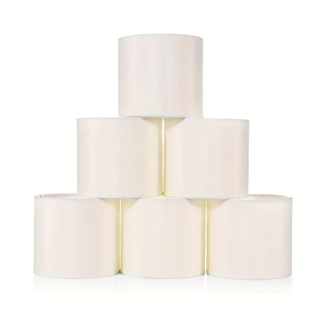 6pcs Set Modern Rustic Brown Linen Drum Chandelier Lamp Shades