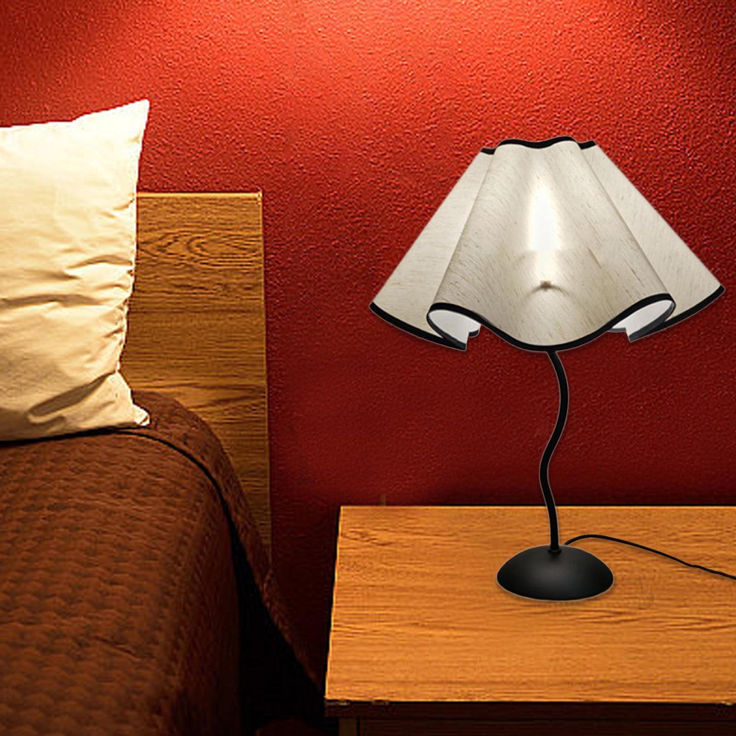 Petal Table Lamp Shade, Decorative Linen Bedside Light Cover, Portable Modern Home Decor for Dorm and Cafe, 14.96inch - Adrianas Specialty Lamp Shades