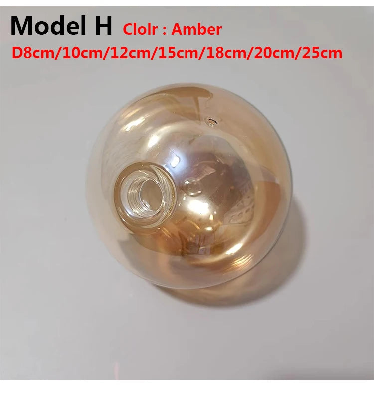 D12cm D15cm G9 Glass Shade Replacement for Screw Thread Socket Amber Cognac Green Blue Grey Globe Glass Screw Cover Accessory - Adrianas Specialty Lamp Shades
