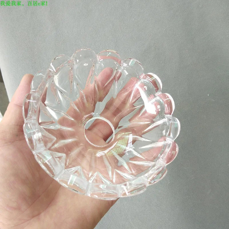 2pcs European style crystal lamp transparent color feather flower-shaped glass dish candle lamp chandelier dish accessories - Adrianas Specialty Lamp Shades