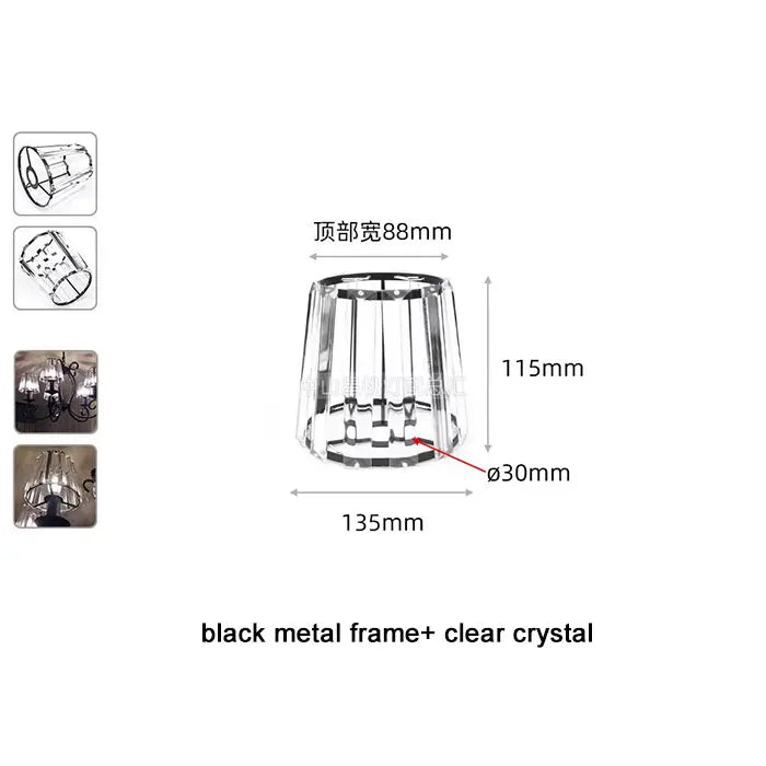 Modern 30-35mm Opening Glass or Crystal Lamp Shade with Metal Frame for E14 E12 Chandelier Lampshade Replacement - Adrianas Specialty Lamp Shades