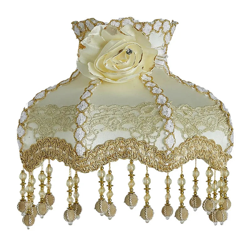 Lamp Shade Vintage High-end Fabric Beads Lace - Adrianas Specialty Lamp Shades
