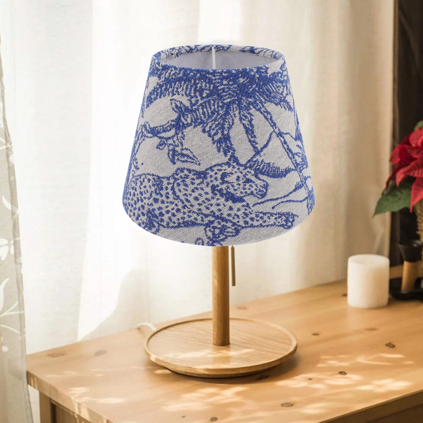 Small Blue 7 inch Toile Lamp Shade - Adrianas Specialty Lamp Shades
