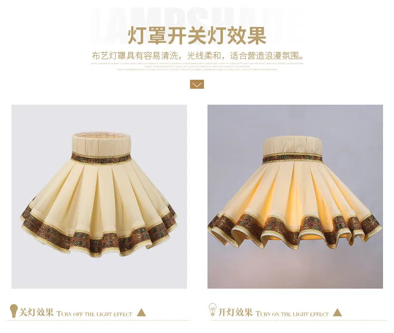 Modern Chinese special-shaped princess skirt floor lamp table lamp cover French fabric hotel clubhouse lamp cover E27 screw - Adrianas Specialty Lamp Shades