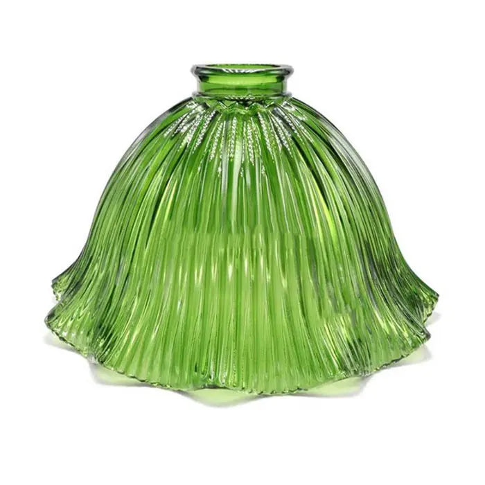 Green Glass Lamp Shade Replacement with Reverse or Flat Hole Fitter - Adrianas Specialty Lamp Shades