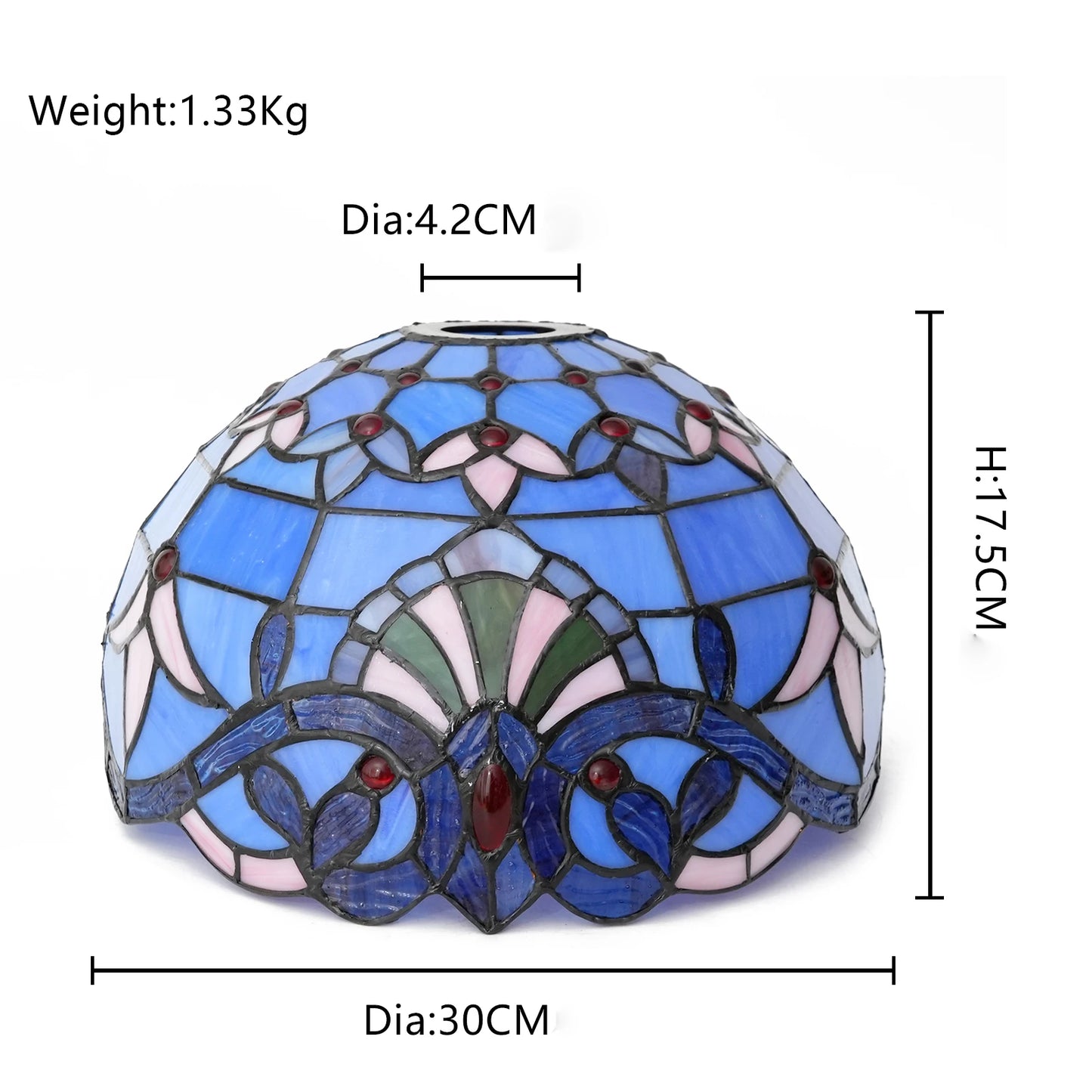 Blue Baroque Lamp Shade, 12 inch Stained Glass Lampshade replacement for Torchiere Floor Lamp and Pendant Light Fixtures