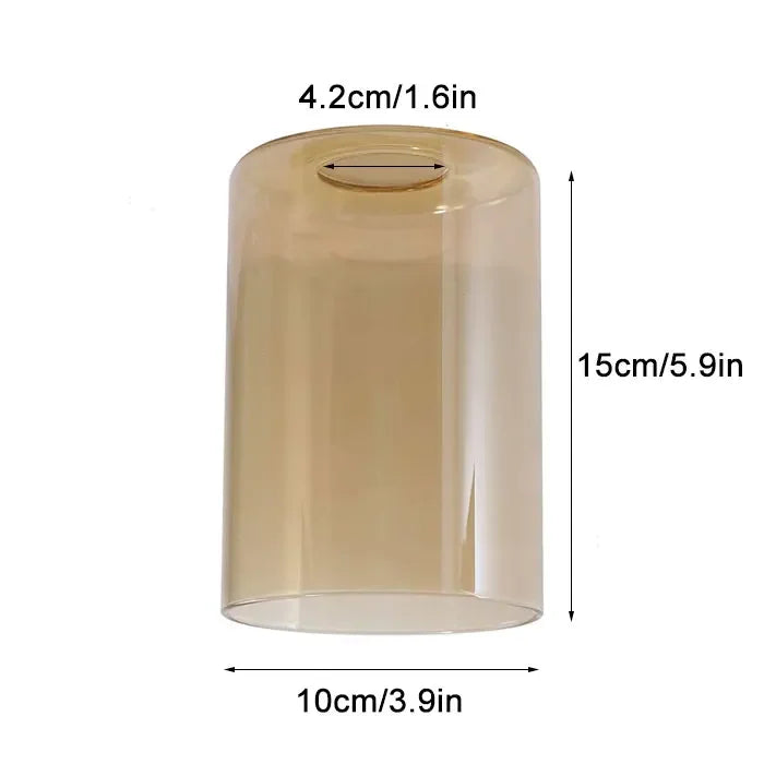 Amber Glass Lamp Shade D10xH20cm H15cm Cylinder Tea Color Glass Cover Replacement for Bathroom Wall Sconce Chandelier Lighting