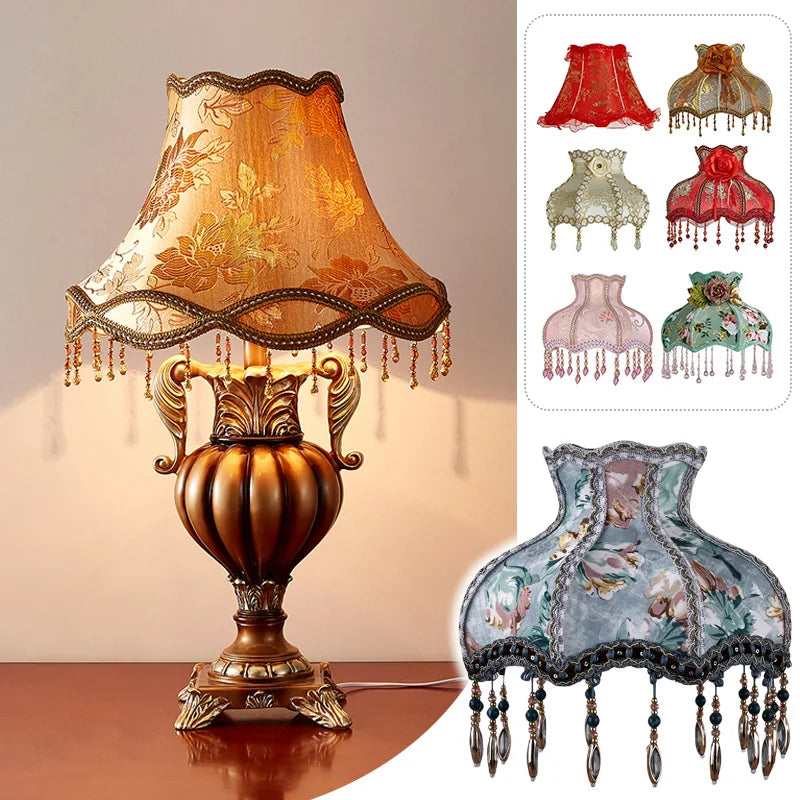 Lamp Shade Vintage High-end Fabric Beads Lace - Adrianas Specialty Lamp Shades