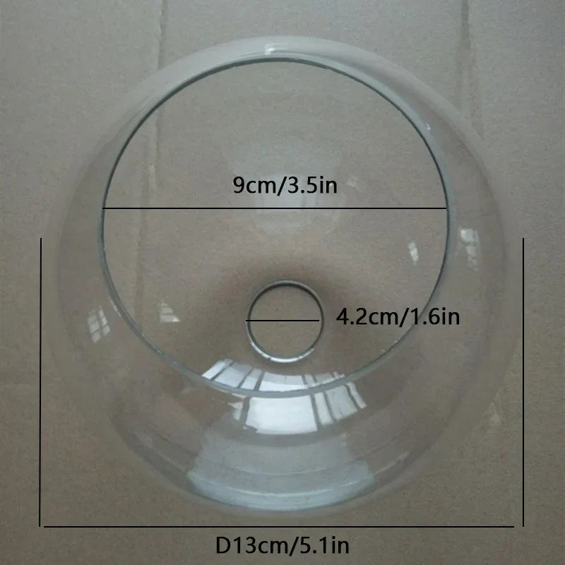 Hand Blown Clear Glass Globe Lamp Shade Replacement with 2 Ends Opening Glass Cover Ball Lampshad