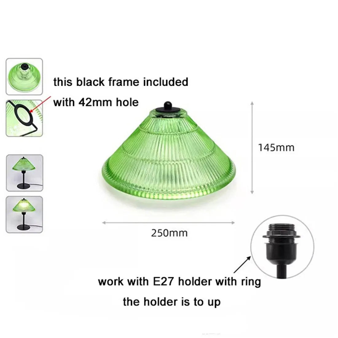 Colorful E27 Glass Shade Replacement