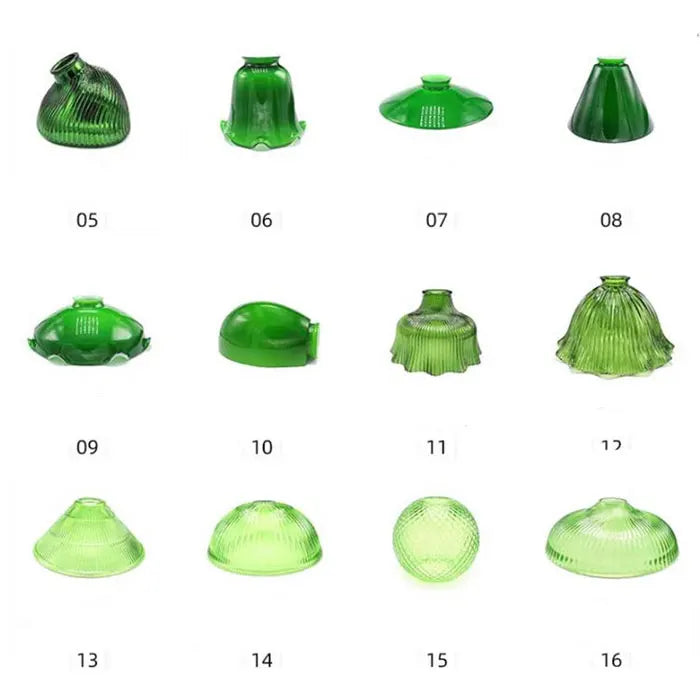 Green Glass Lamp Shade Replacement with Reverse or Flat Hole Fitter - Adrianas Specialty Lamp Shades