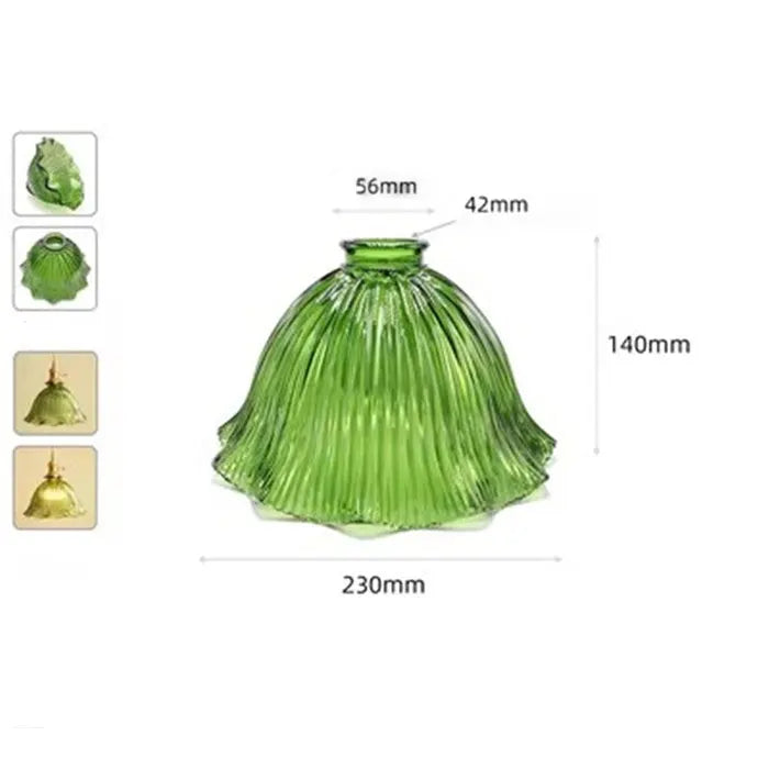 Green Glass Lamp Shade Replacement with Reverse or Flat Hole Fitter - Adrianas Specialty Lamp Shades