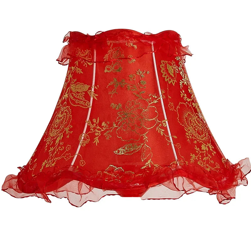 European Home Lamp Shade Vintage High-end Fabric Beads Lace Floral Wall Lamp Table Lamp Floor Lamp Dust Cover Home Decoration