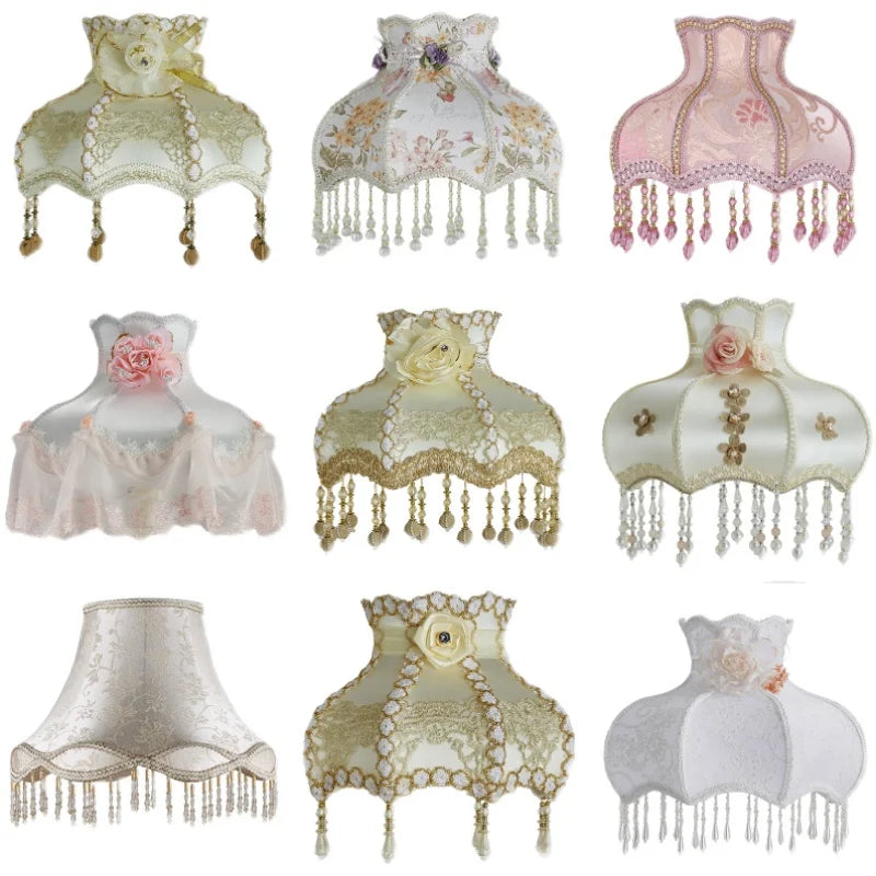 Lamp Shade Vintage High-end Fabric Beads Lace - Adrianas Specialty Lamp Shades
