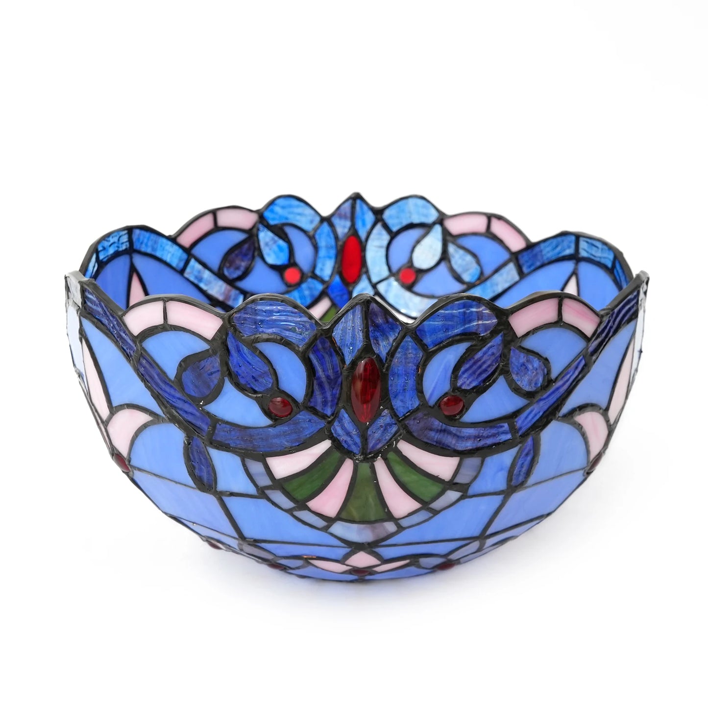 Blue Baroque Lamp Shade, 12 inch Stained Glass Lampshade replacement for Torchiere Floor Lamp and Pendant Light Fixtures