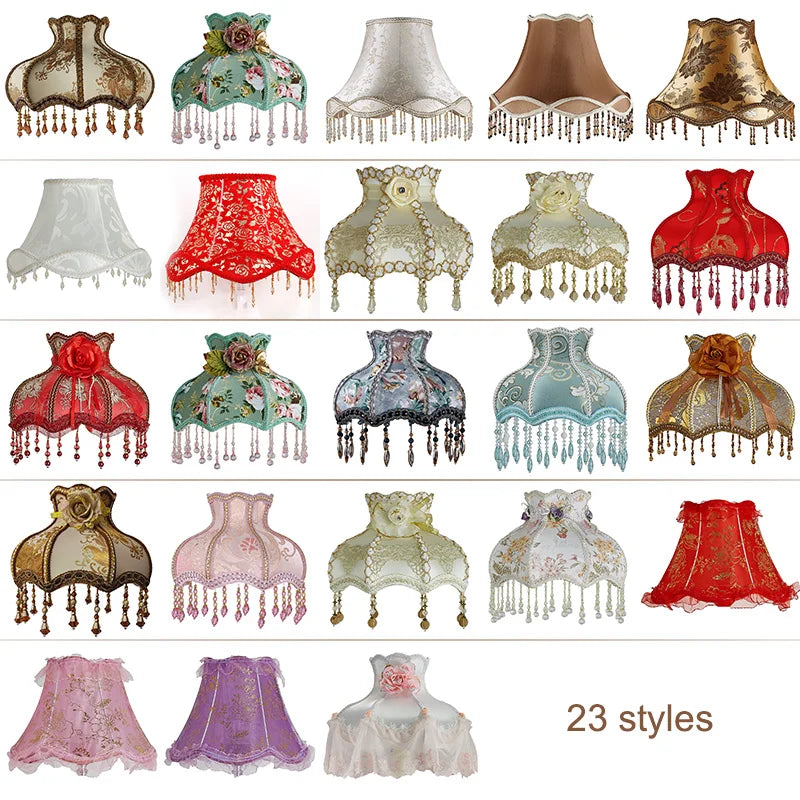 Lamp Shade Vintage High-end Fabric Beads Lace - Adrianas Specialty Lamp Shades