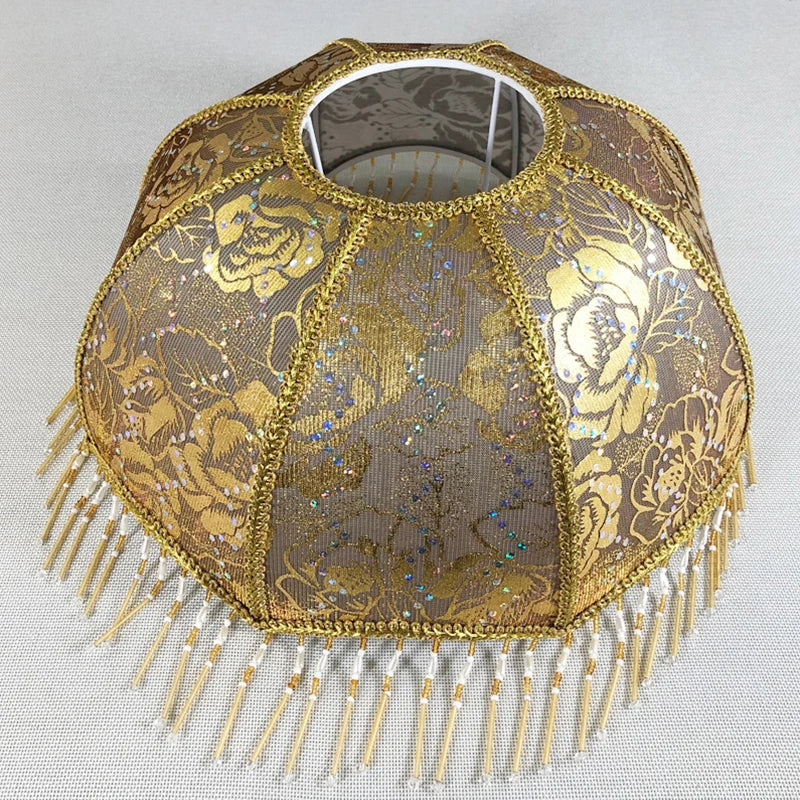 Lampshade Umbrella Shape Retro Chandelier Wall Lamp Cover With Tassels Luxury Cloth Lampshade Enclosure Accessories - Adrianas Specialty Lamp Shades