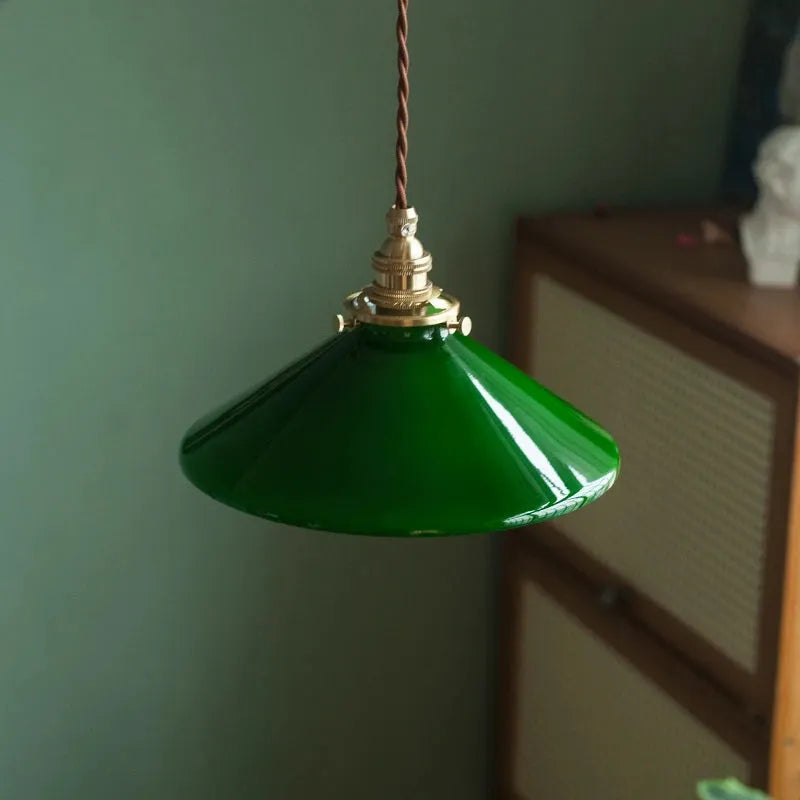 Cased Green Cone and Pharmacy Lamp Shades pendant lamp shades Adrianas Specialty Lamp Shades