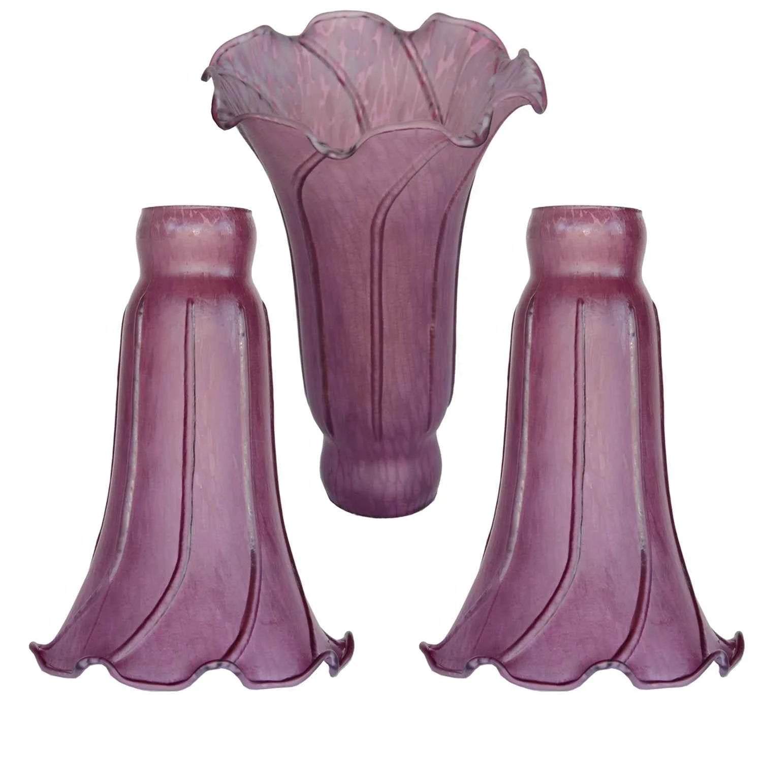 3 Pack Tulip Glass Lamp Shades Lily Lamp Replacement Shades Tiffany Style Flower for Table Pendant Wall Floor Lamp