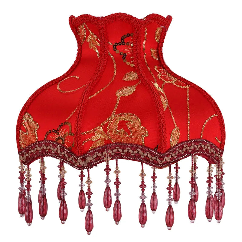 Lamp Shade Vintage High-end Fabric Beads Lace - Adrianas Specialty Lamp Shades