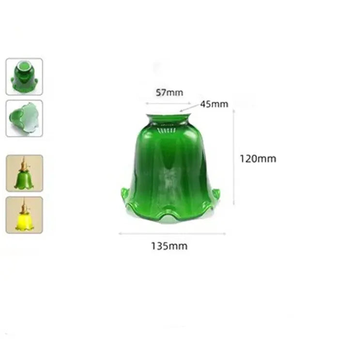 Green Glass Lamp Shade Replacement with Reverse or Flat Hole Fitter - Adrianas Specialty Lamp Shades
