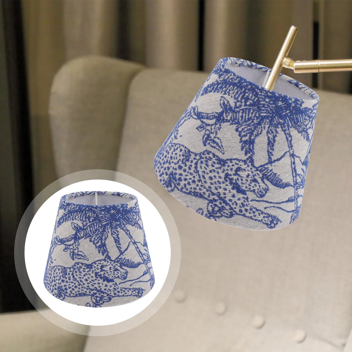 Small Blue 7 inch Toile Lamp Shade - Adrianas Specialty Lamp Shades