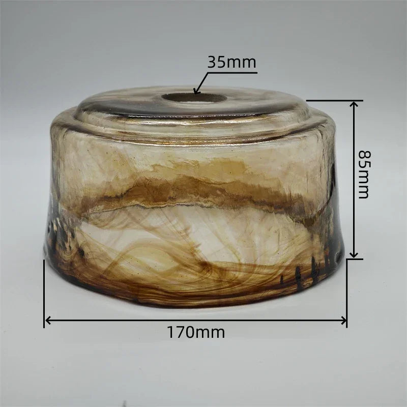 Glass lampshade paired with all copper lamp head with switch DIY pendant lampshade thickened transparent amber glass