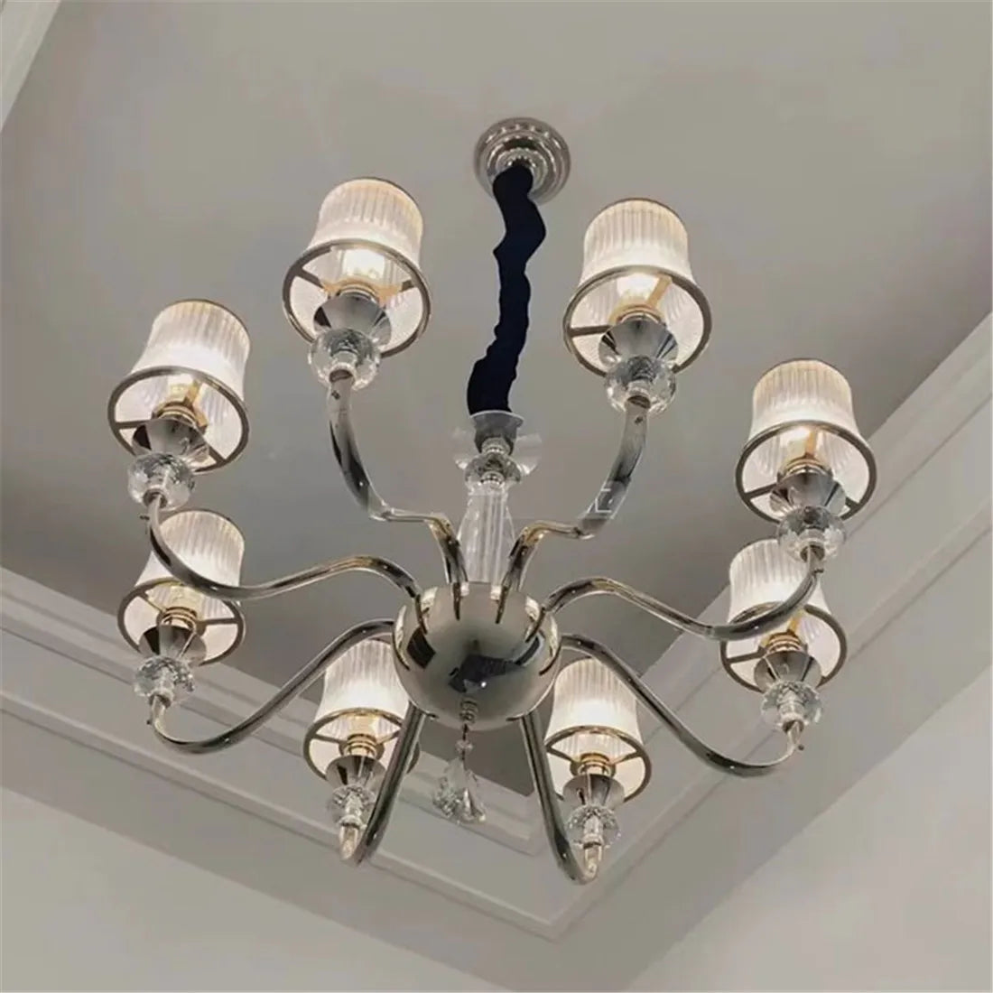 Modern 30-35mm Opening Glass or Crystal Lamp Shade with Metal Frame for E14 E12 Chandelier Lampshade Replacement - Adrianas Specialty Lamp Shades