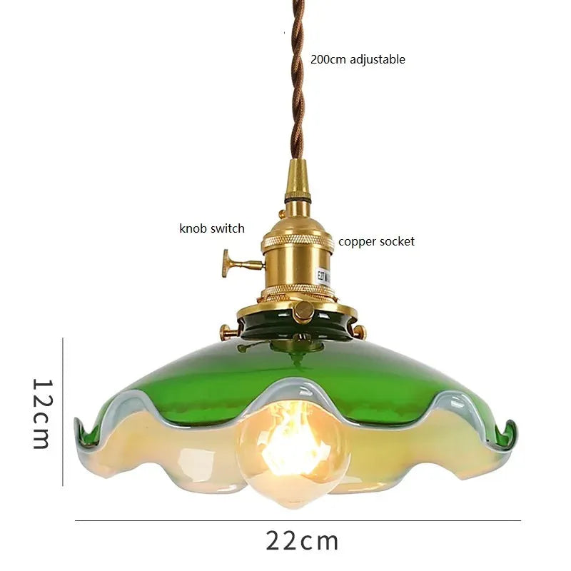 IWHD 2023 New Style Edison Vintage Pendant Lamp Beside Green Glass Copper Socket Home Decor Bedroom Dinning Living Room Lights