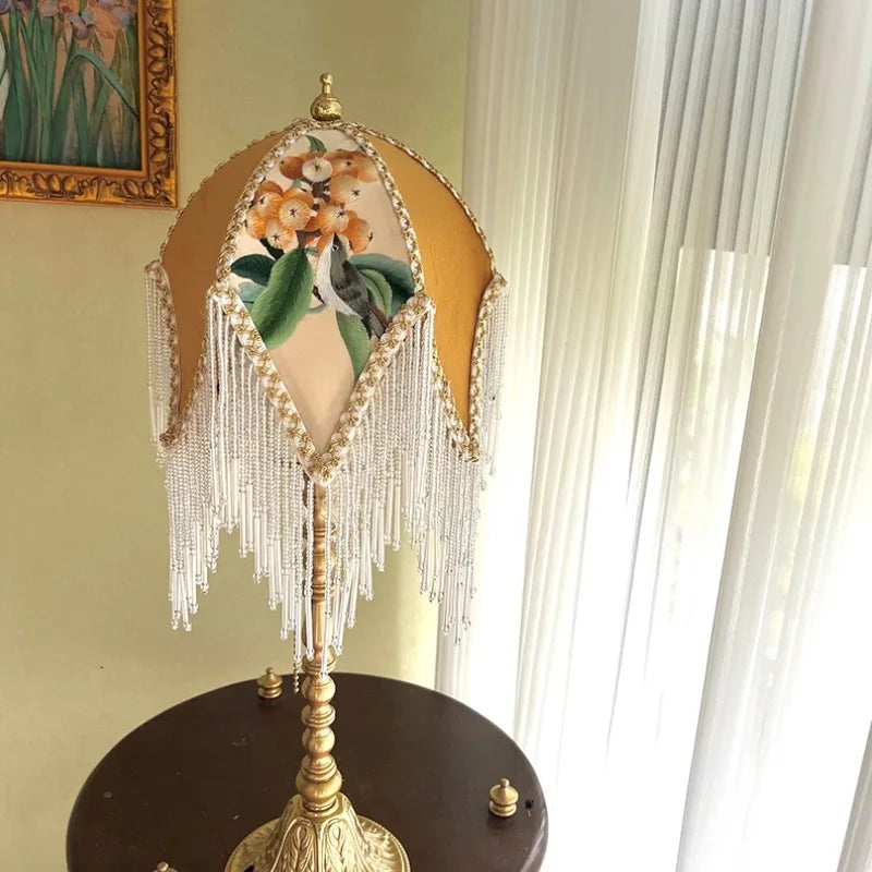 Chinese Bird Jacquard Exquisite Lamp Cover For Table Light 8 Inch Soft Pink French Decoration - Adrianas Specialty Lamp Shades