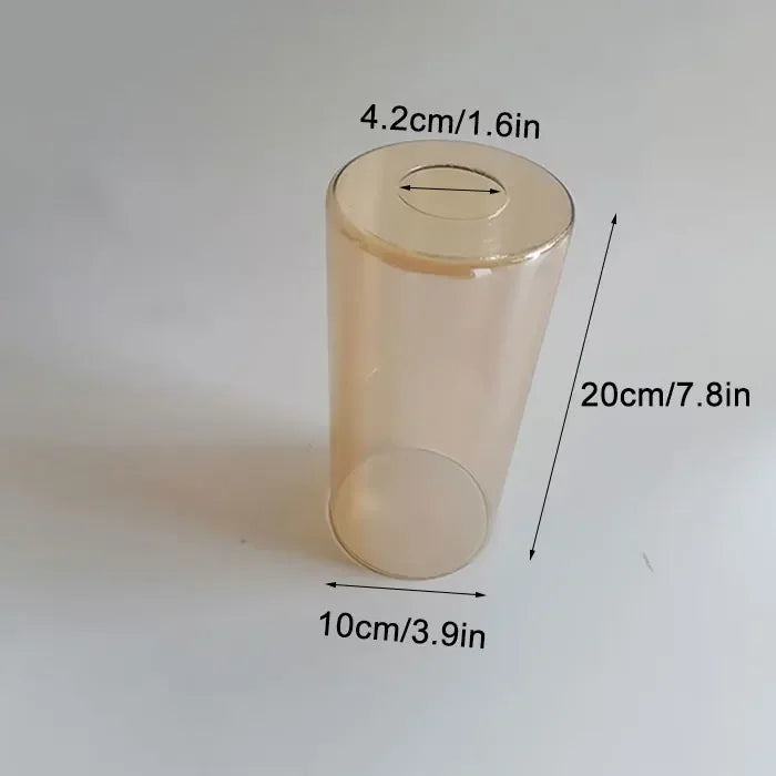 Amber Glass Lamp Shade D10xH20cm H15cm Cylinder Tea Color Glass Cover Replacement for Bathroom Wall Sconce Chandelier Lighting