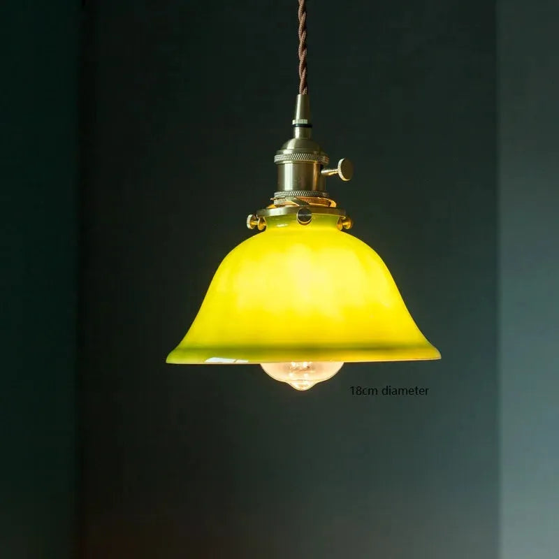 IWHD 2023 New Style Edison Vintage Pendant Lamp Beside Green Glass Copper Socket Home Decor Bedroom Dinning Living Room Lights