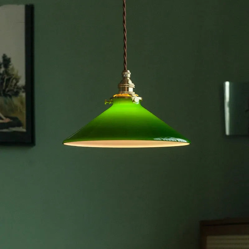 Cased Green Cone and Pharmacy Lamp Shades pendant lamp shades Adrianas Specialty Lamp Shades