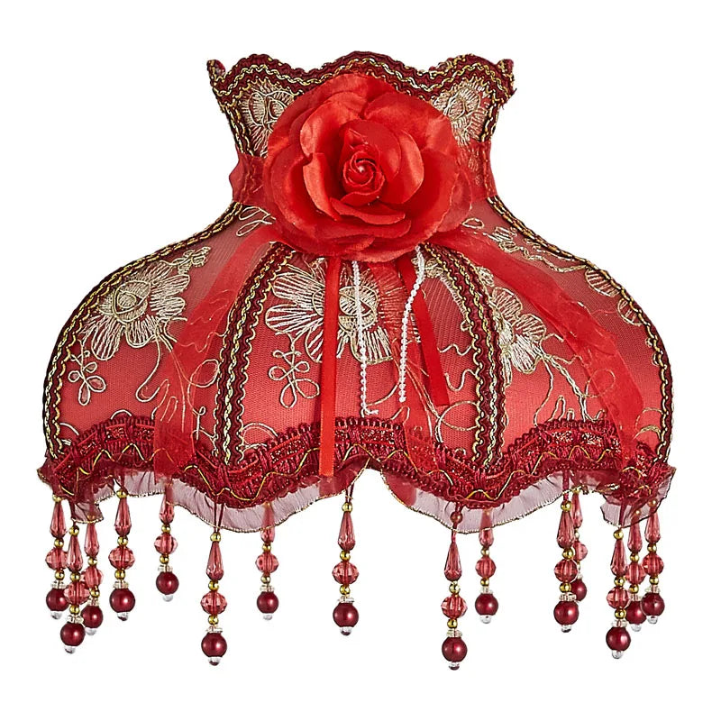 Lamp Shade Vintage High-end Fabric Beads Lace - Adrianas Specialty Lamp Shades