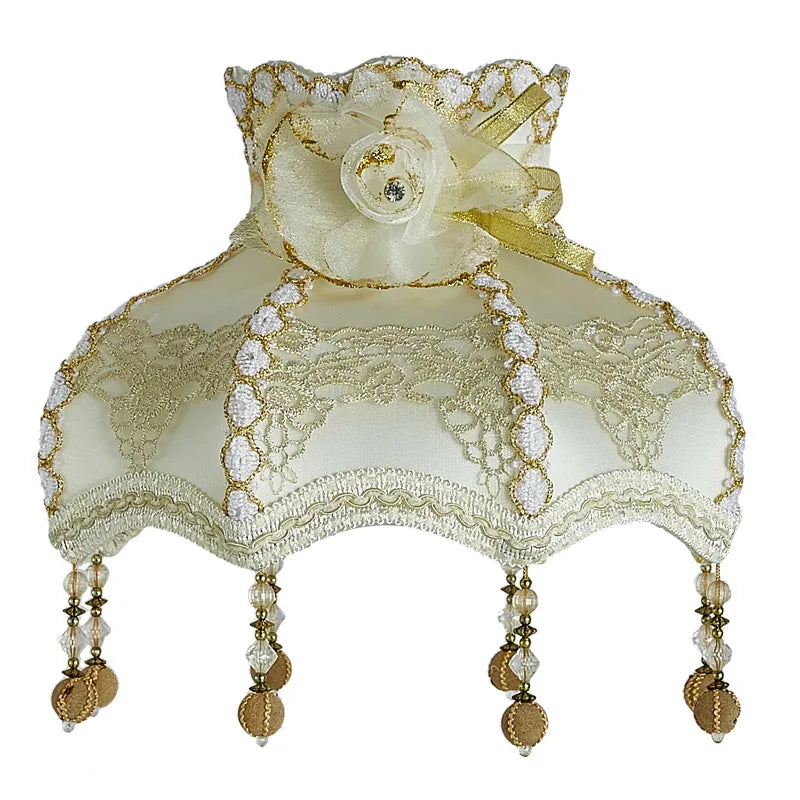 Lamp Shade Vintage High-end Fabric Beads Lace - Adrianas Specialty Lamp Shades