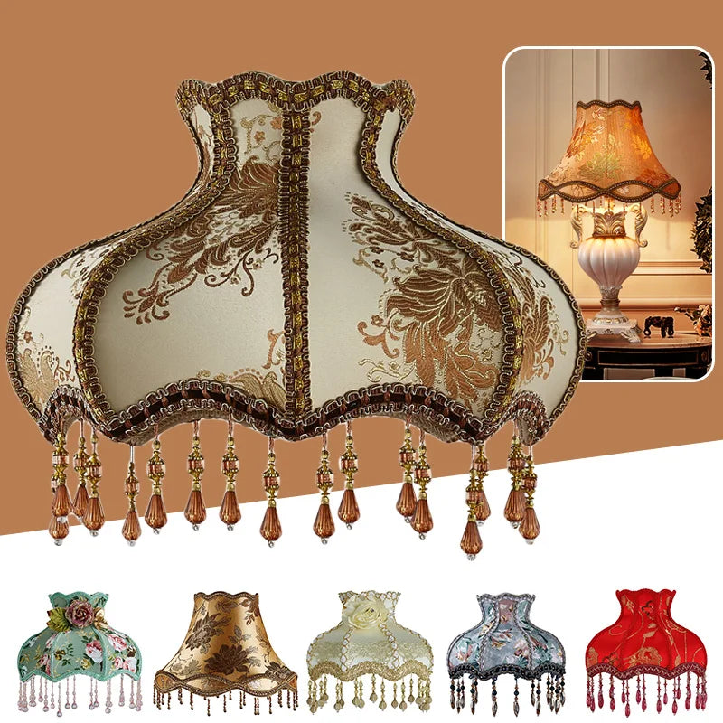 Lamp Shade Vintage High-end Fabric Beads Lace - Adrianas Specialty Lamp Shades